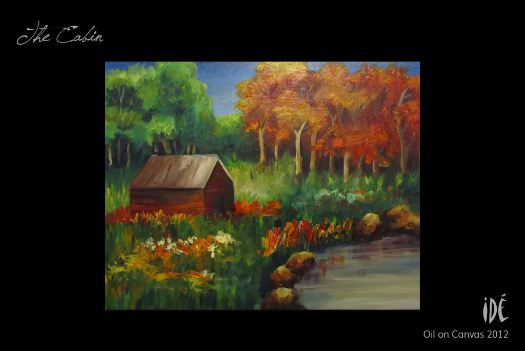 Forest with Cabin Painting