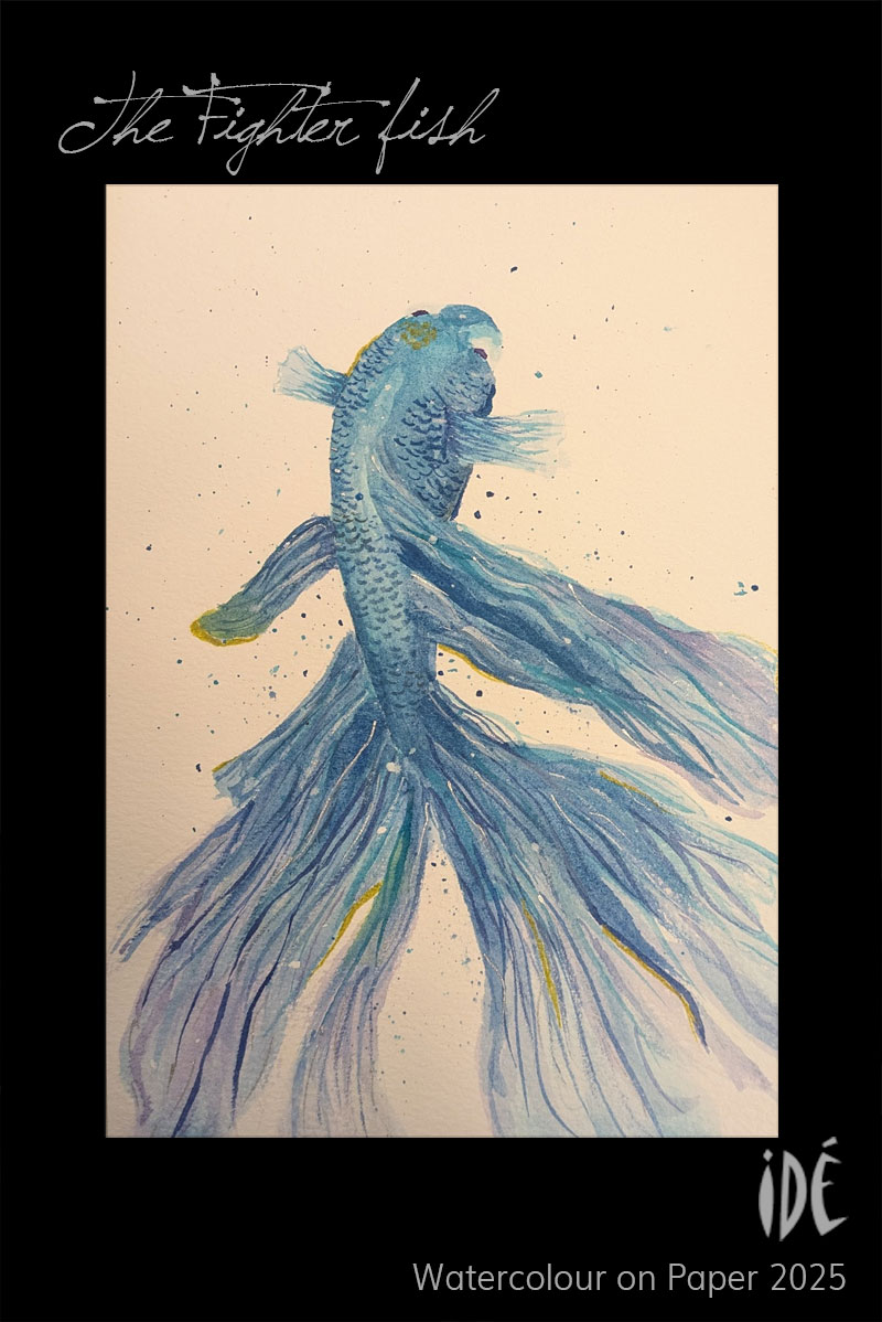 Watercolour Painting of a Fighter Goldfish